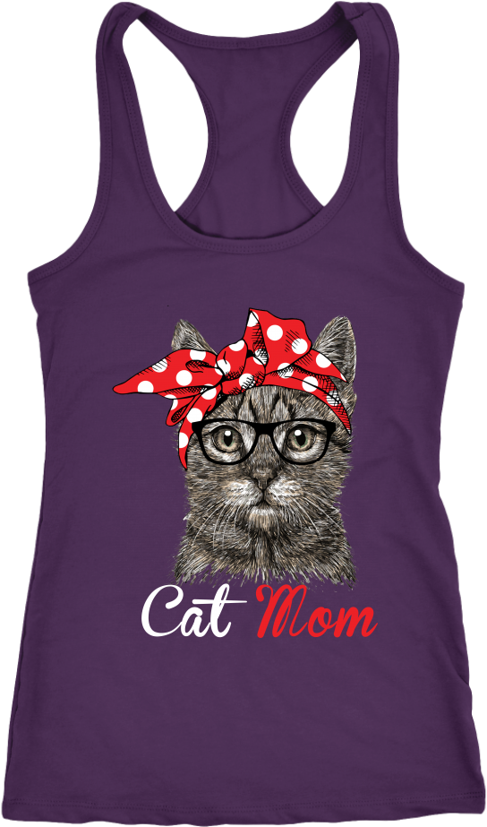 Cat Mom Tank Topwith Graphic Print PNG Image