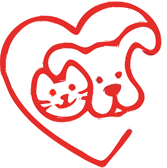 Catand Dog Heart Doodle PNG Image