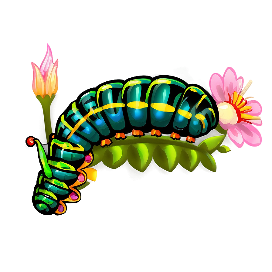 Caterpillar On Flower Png Jtt64 PNG Image