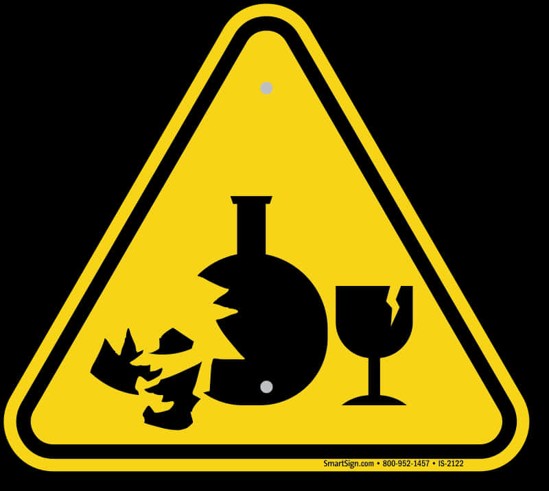 Caution Broken Glass Sign PNG Image