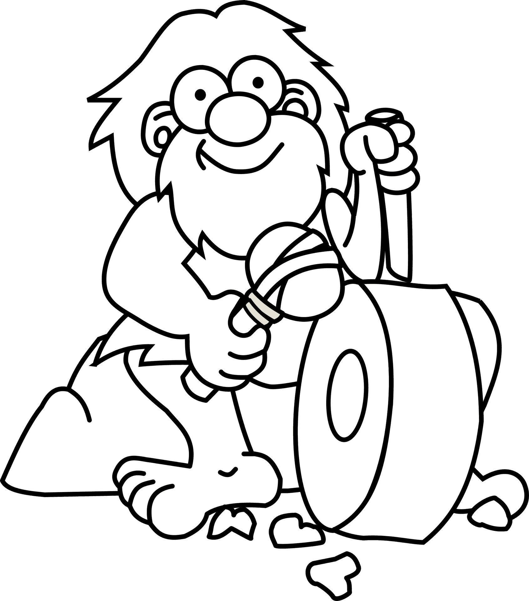 Caveman_ Cartoon_ Character_ With_ Wheel PNG Image