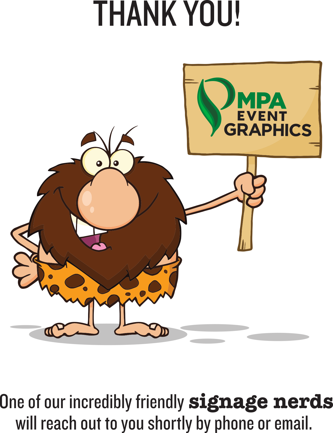 Caveman Holding Thank You Sign PNG Image