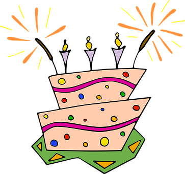 Celebratory Birthday Cake Illustration PNG Image