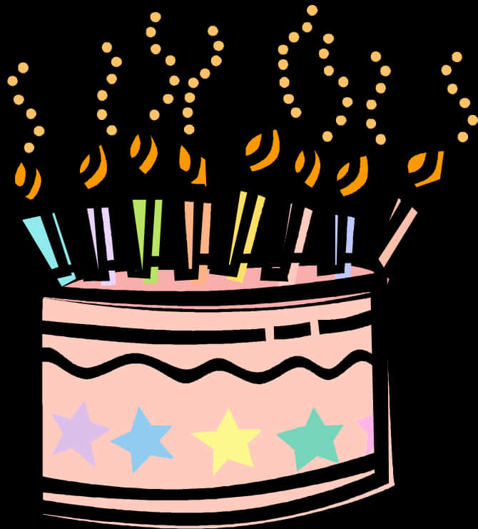 Celebratory Birthday Cake Illustration PNG Image