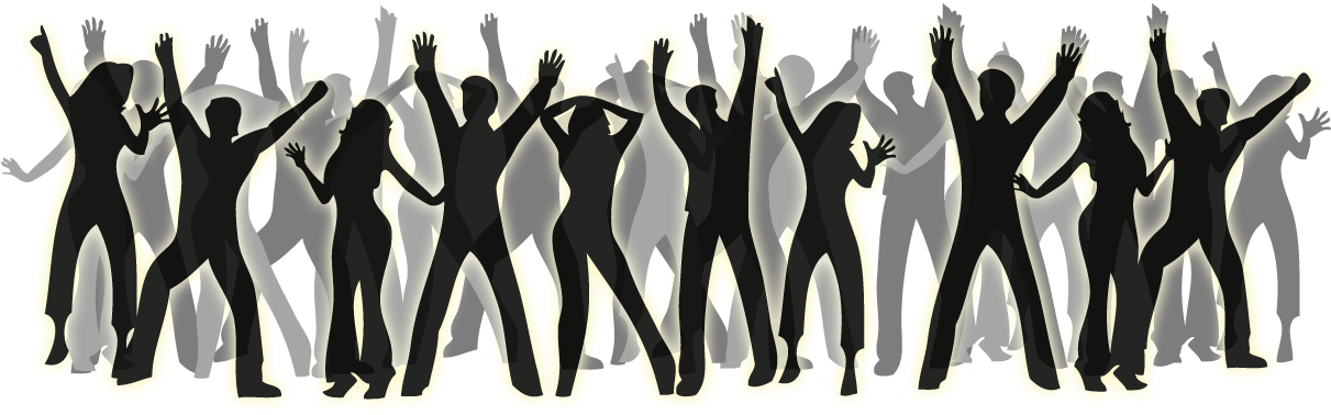 Celebratory Crowd Silhouette PNG Image