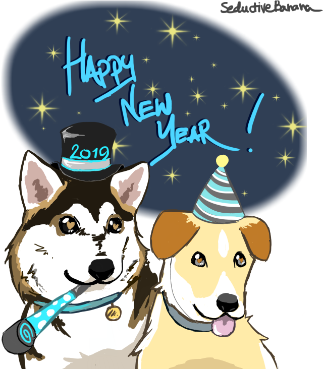 Celebratory Dogs New Year2019 PNG Image