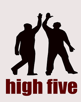 Celebratory High Five Silhouette PNG Image