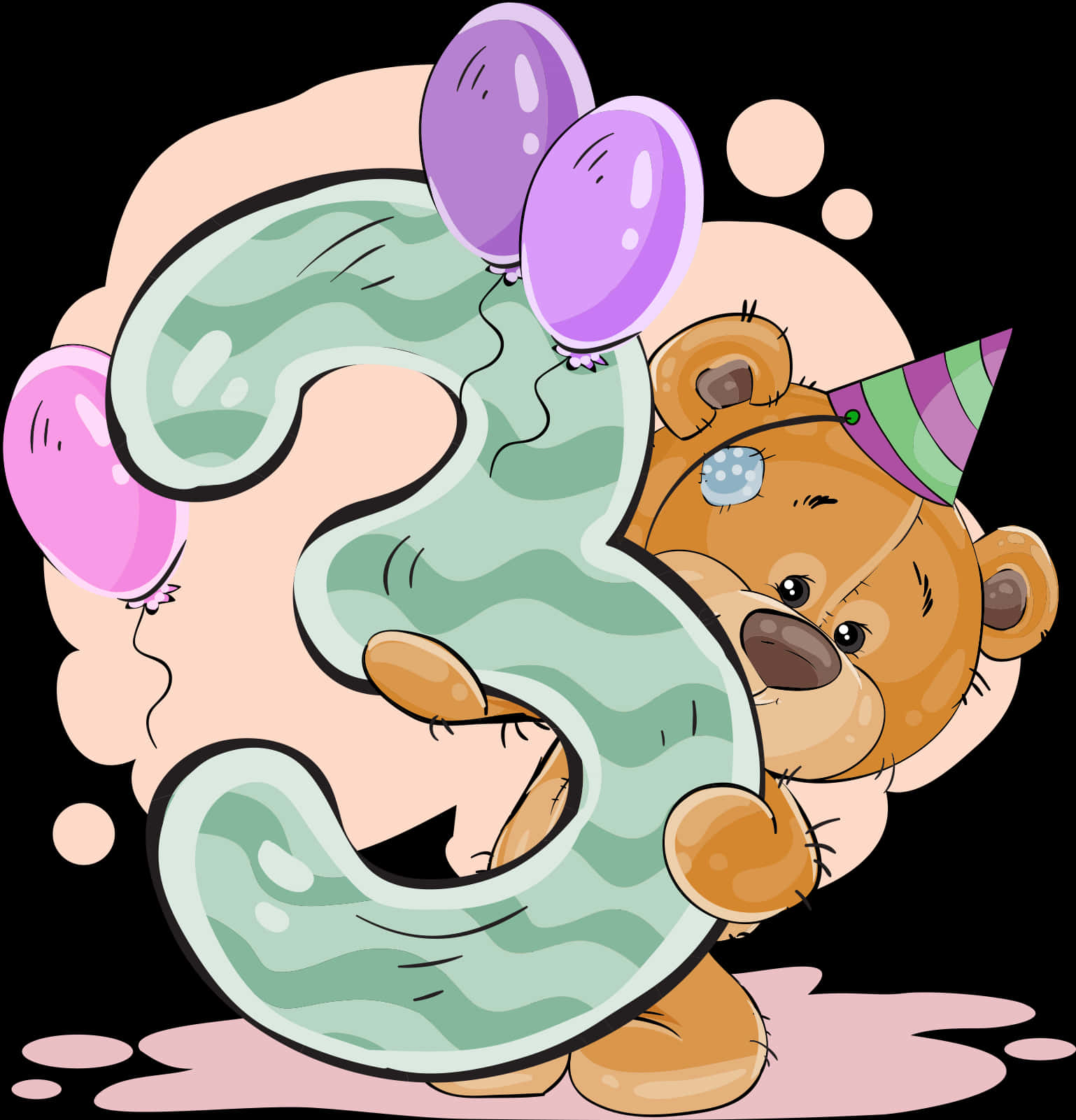 Celebratory Teddy Bearwith Balloons PNG Image