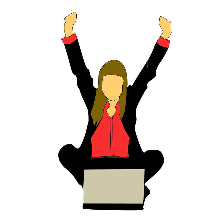 Celebratory Woman Raising Arms PNG Image