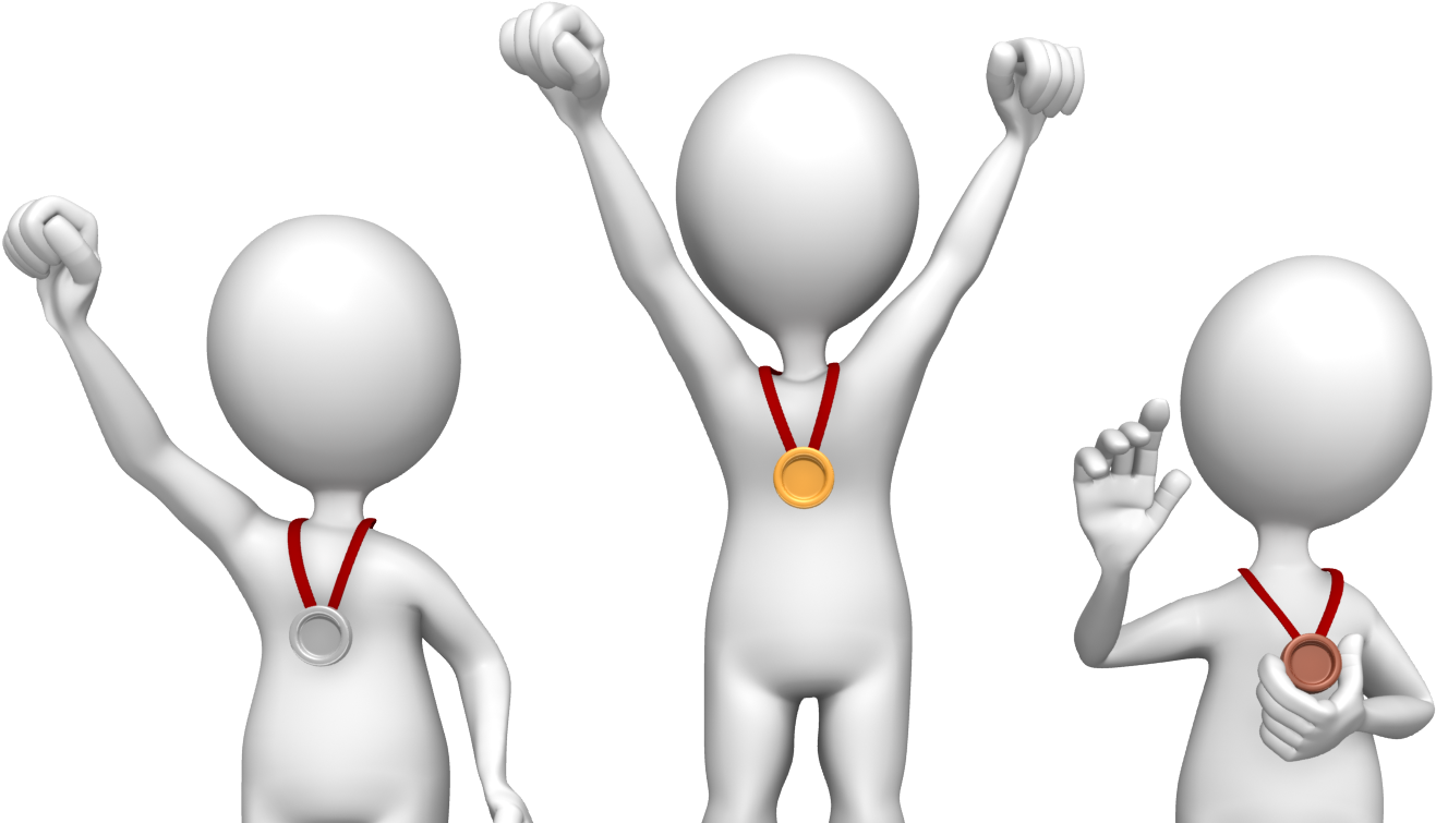 Celebratory3 D Characters Winning Medals PNG Image