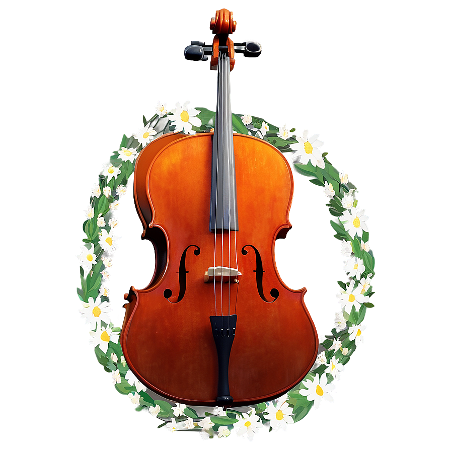 Cello With A Floral Wreath Png 57 PNG Image