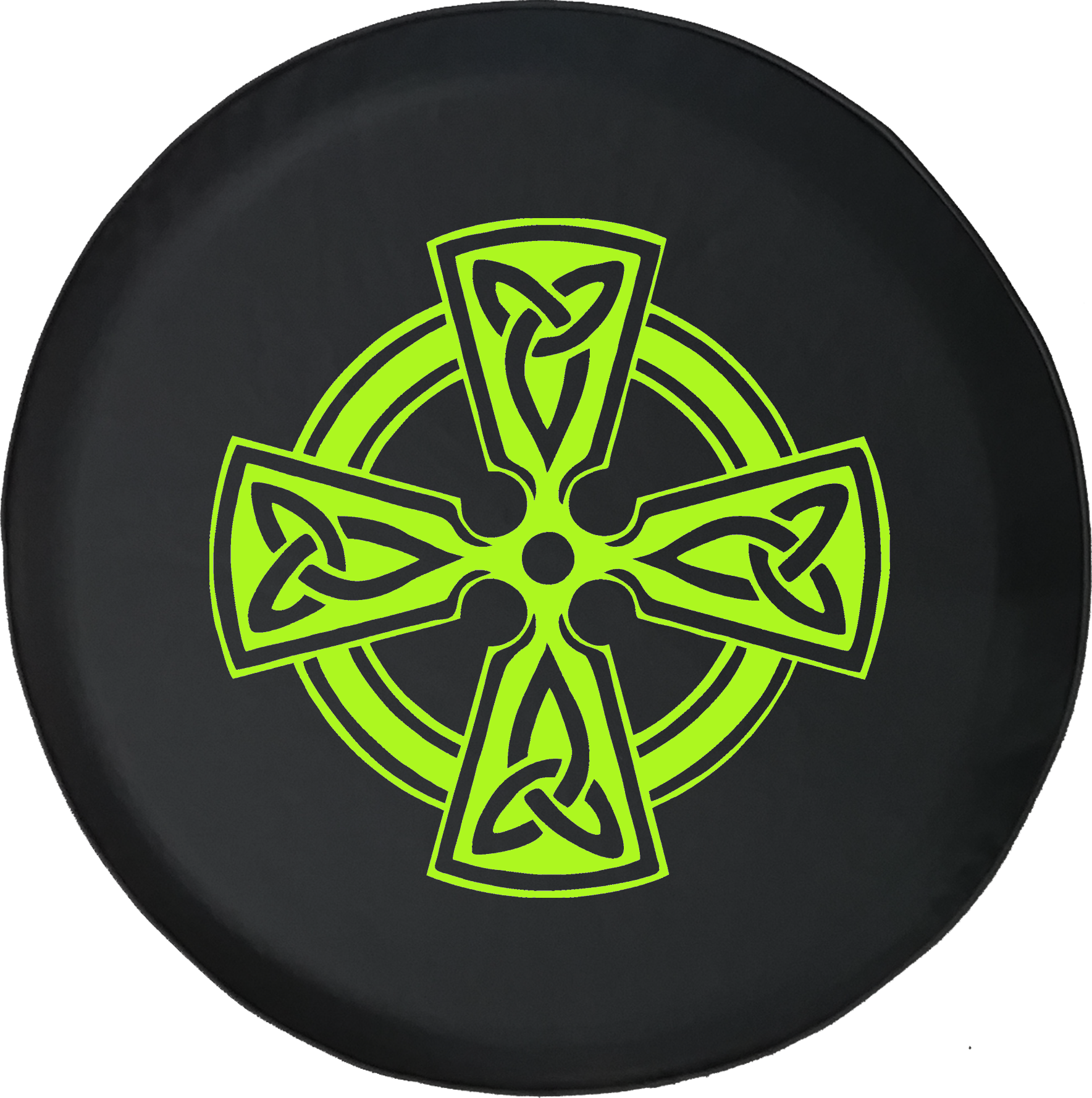 Celtic Cross Green Black Background PNG Image