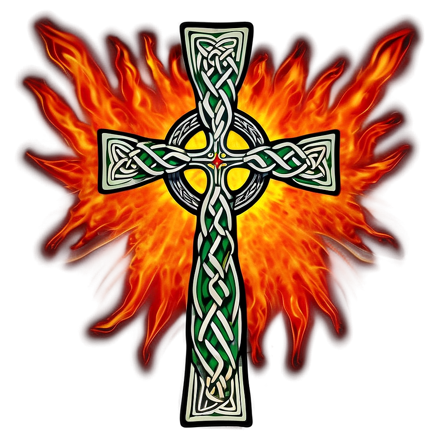 Celtic Cross In Fire Design Png 06212024 PNG Image