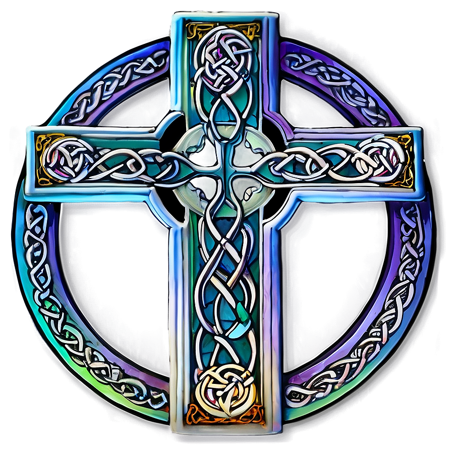 Celtic Cross In Stained Glass Png 06212024 PNG Image