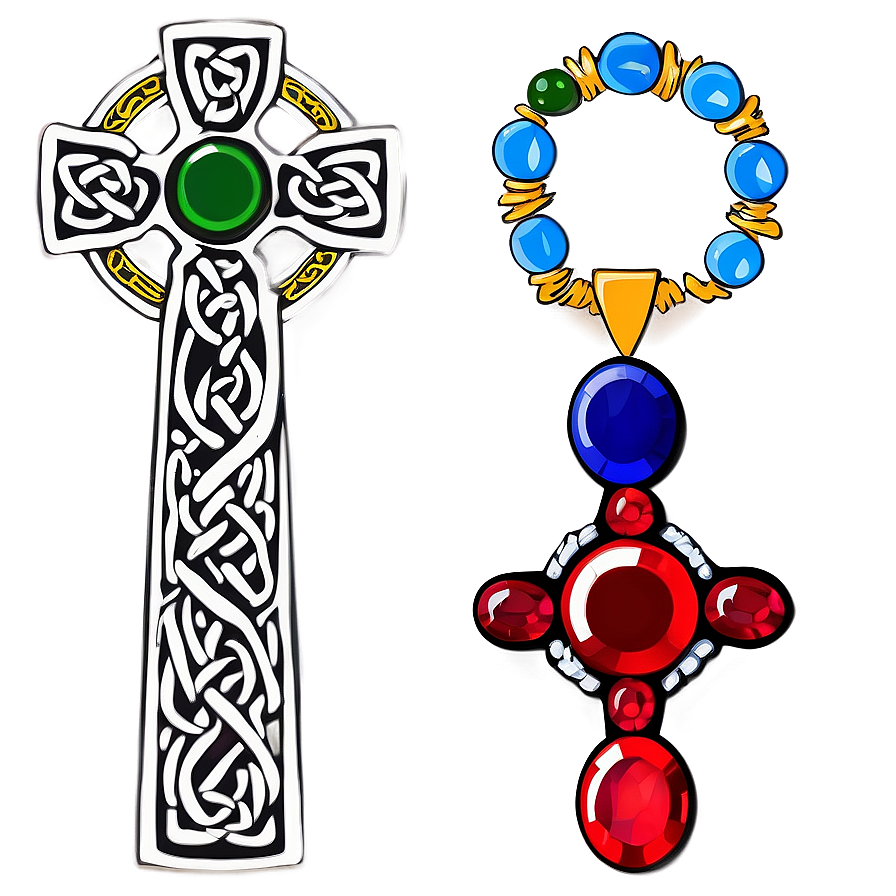 Celtic Cross With Gemstones Png 06212024 PNG Image