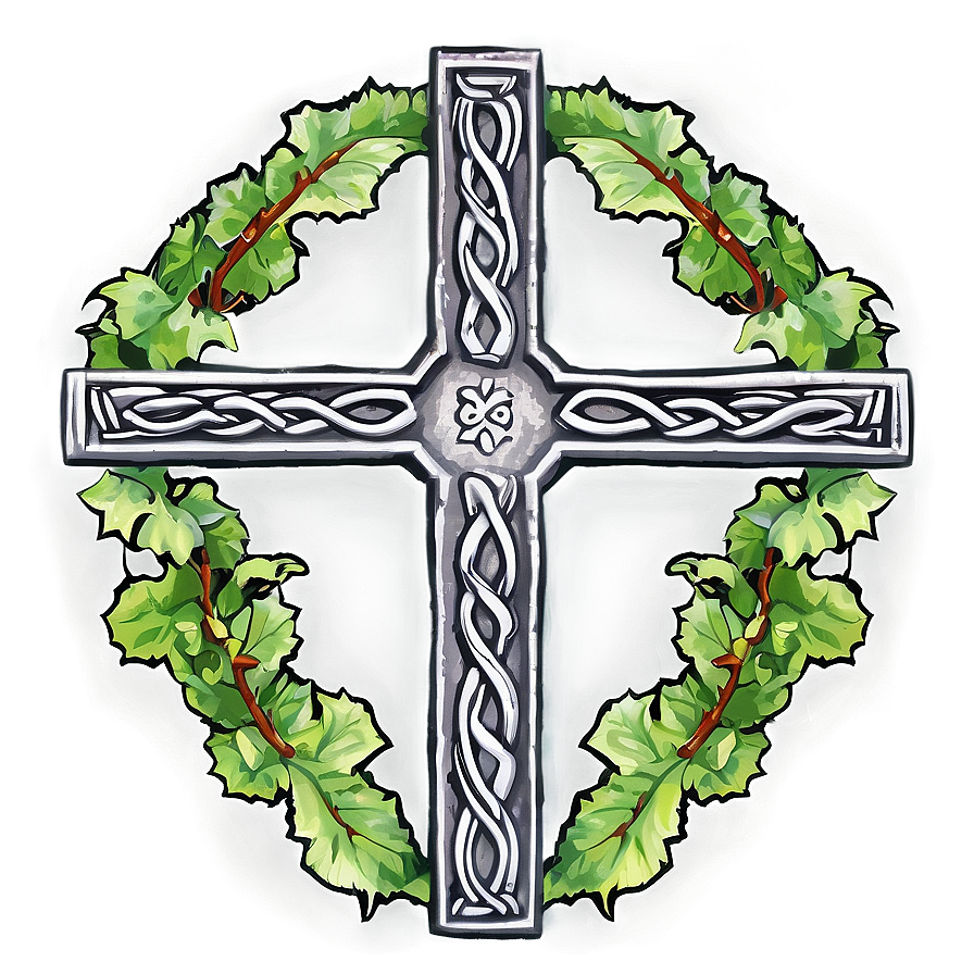 Celtic Cross With Ivy Vines Png Qqr49 PNG Image