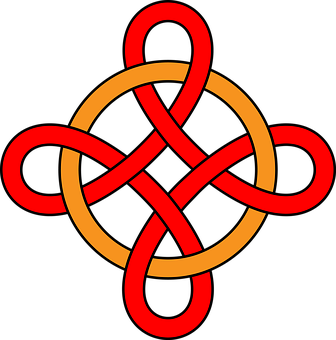 Celtic Knot Red Gold Vector PNG Image