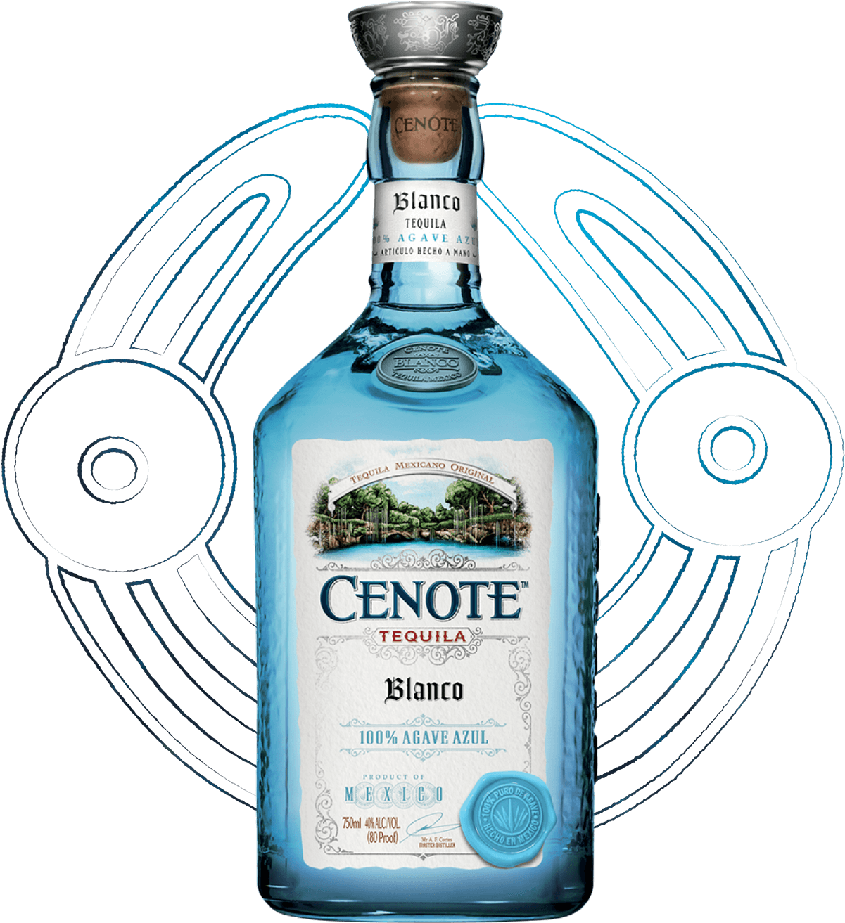 Cenote Blanco Tequila Bottle PNG Image