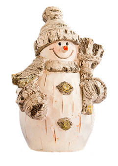 Ceramic Snowman Figurine Waving PNG Image