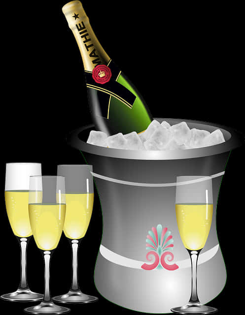 Champagne Celebration Vector Illustration PNG Image