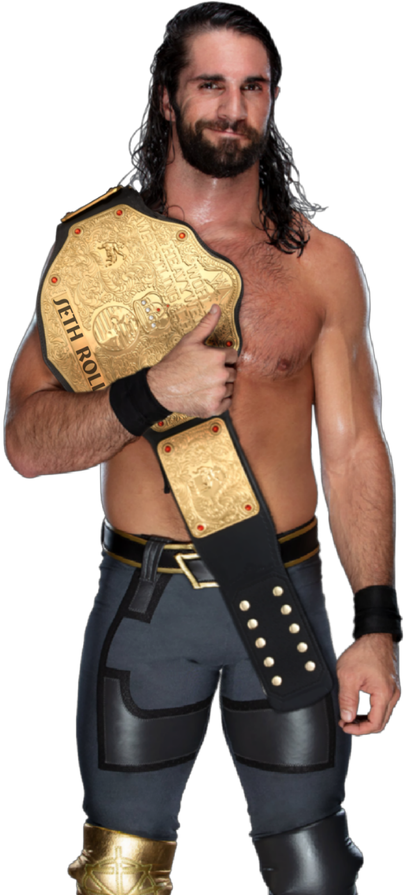 Champion Wrestlerwith Belt PNG Image