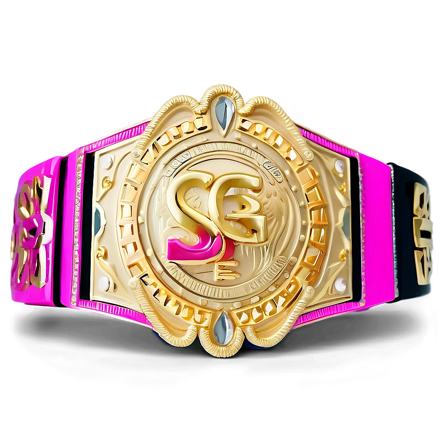 Championship Belt Golden Design PNG Image