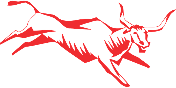 Charging Red Bull Silhouette PNG Image