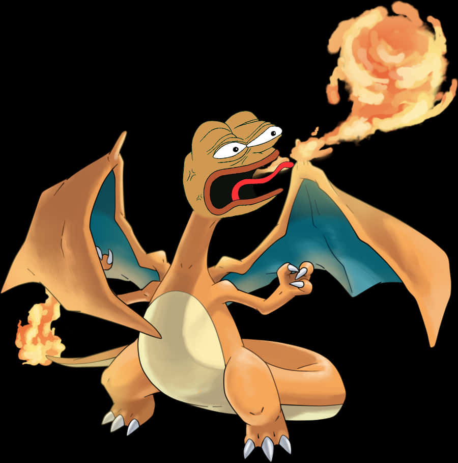 Charizard Cartoon Mashup PNG Image