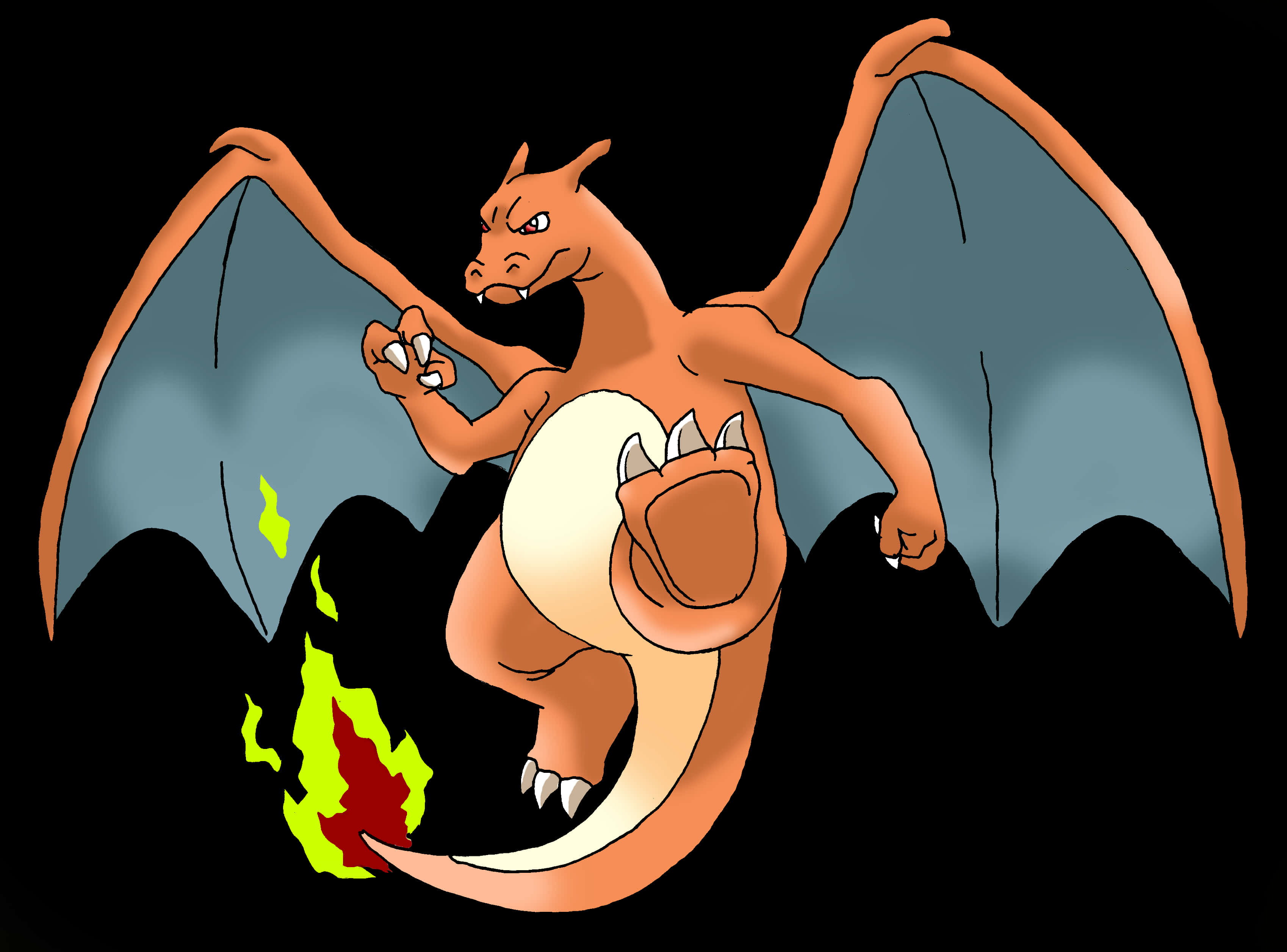 Charizard_ Fire_ Breathing_ Pokemon_ Art PNG Image