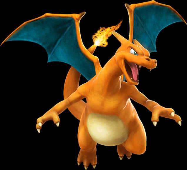 Charizard Fire Breathing Pokemon PNG Image