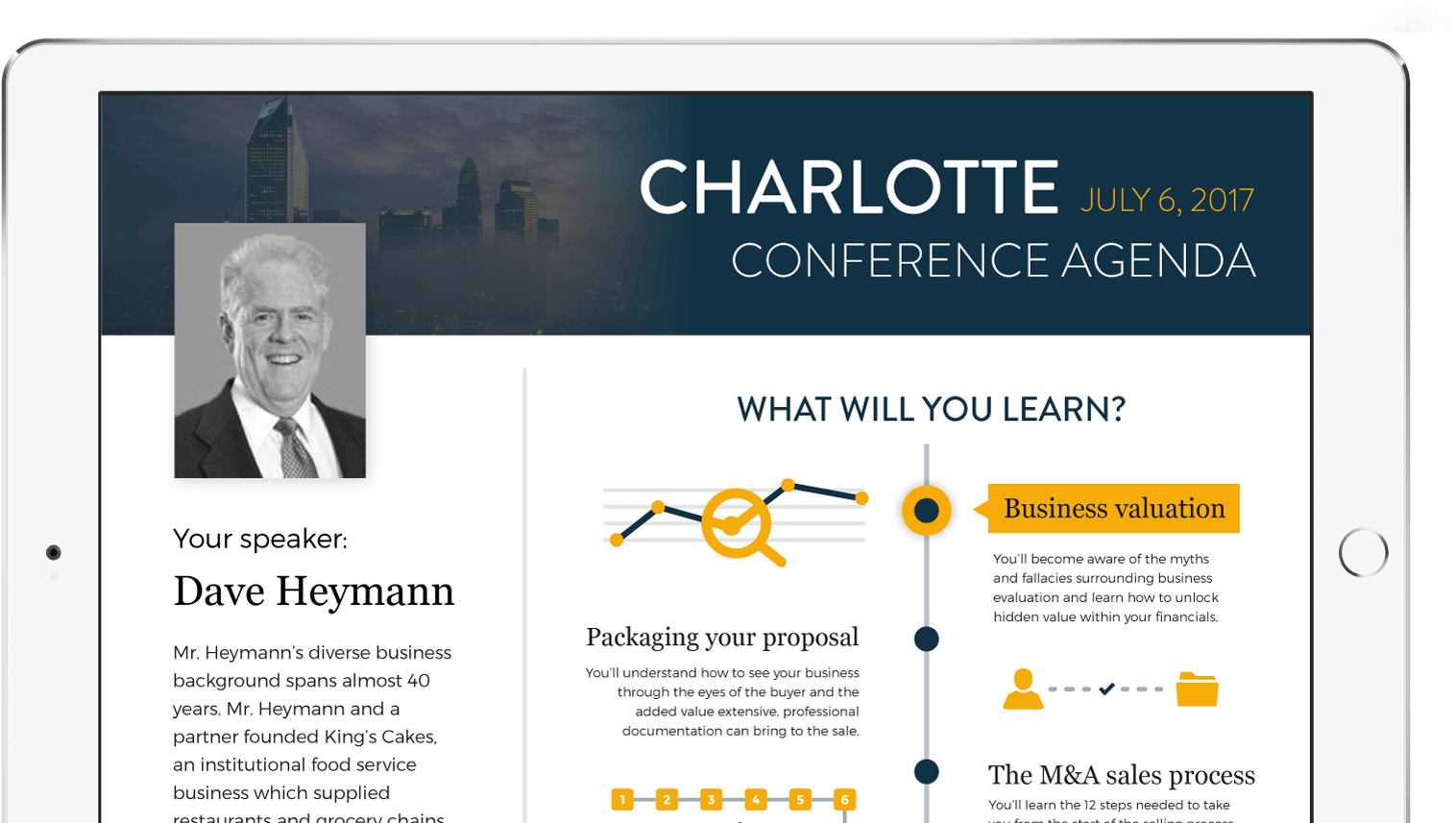 Charlotte Conference Agenda Tablet Display PNG Image