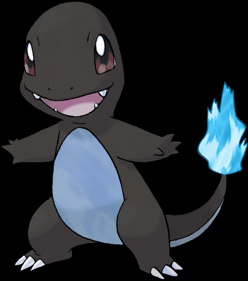 Charmander Pokemonwith Blue Flame PNG Image