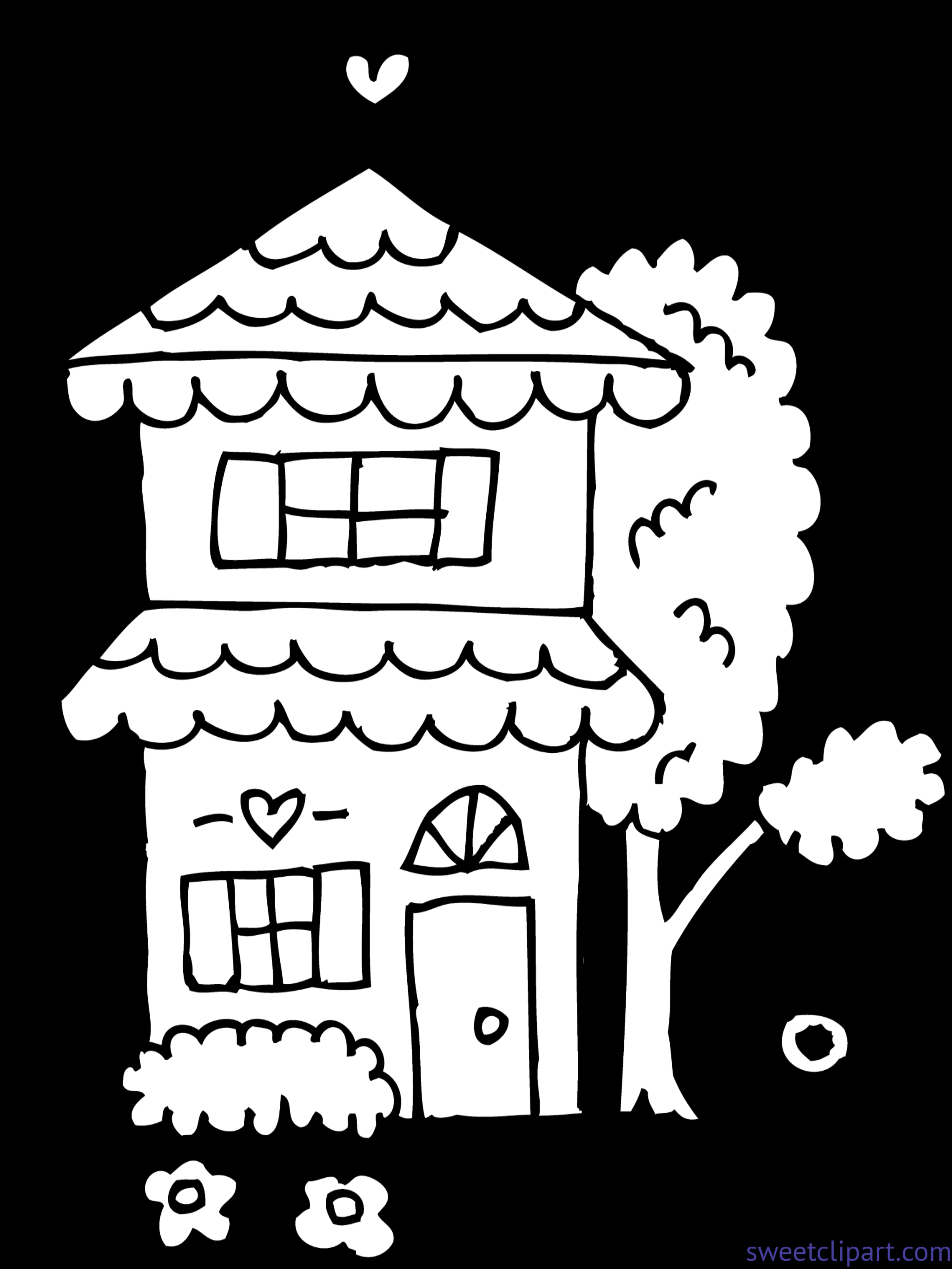 Charming Cartoon House Drawing PNG Image