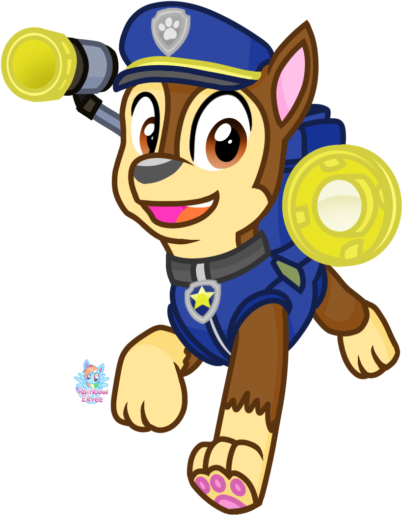 Chase Paw Patrol Action Pose PNG Image