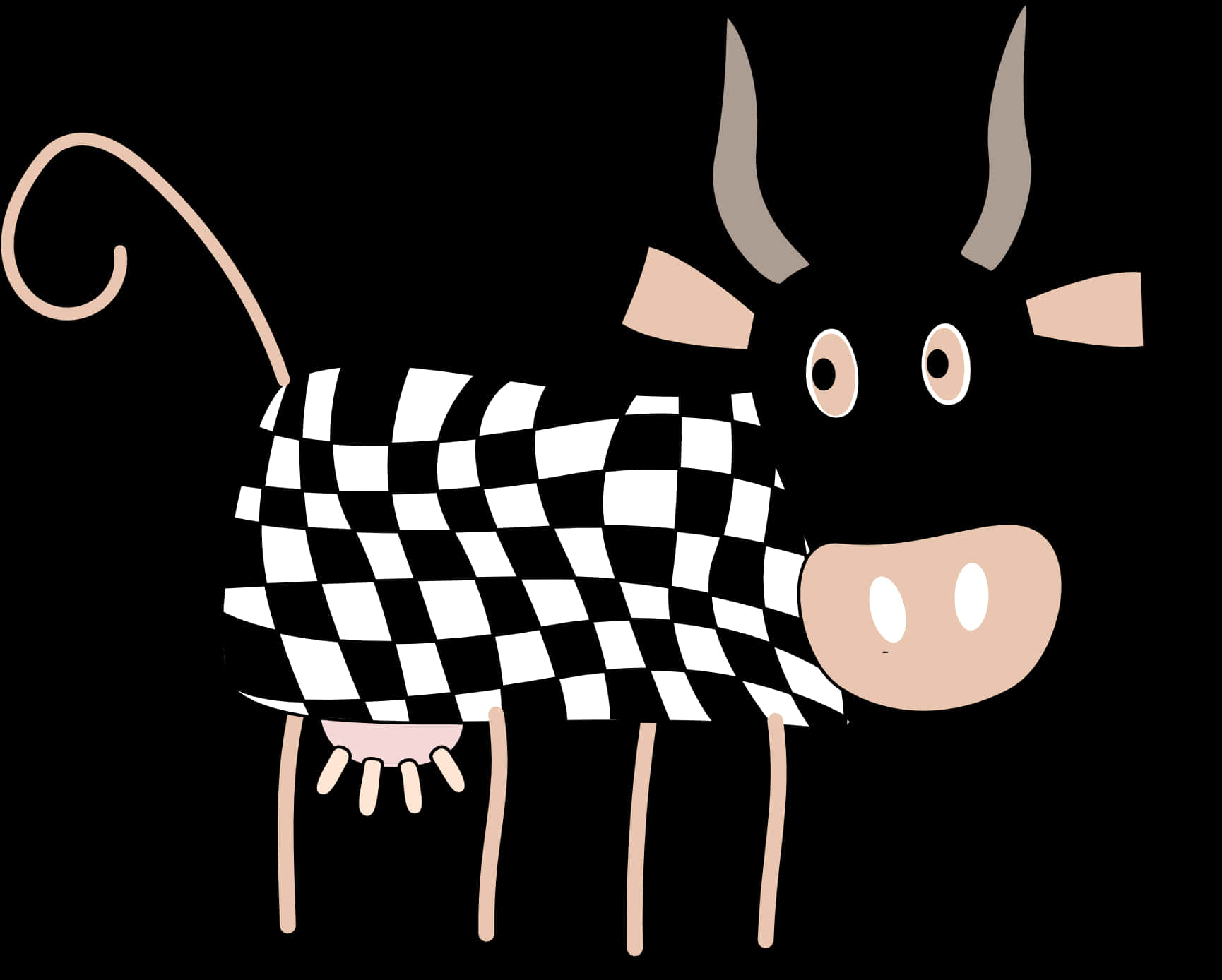 Checkered Cow Illustration PNG Image