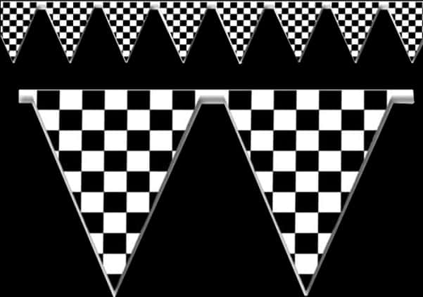 Checkered Pennant Banner Graphic PNG Image