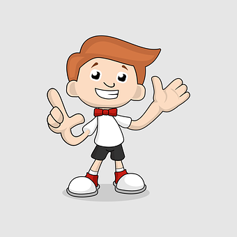 Cheerful Cartoon Boy Vector PNG Image