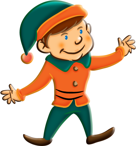 Cheerful Cartoon Elf PNG Image