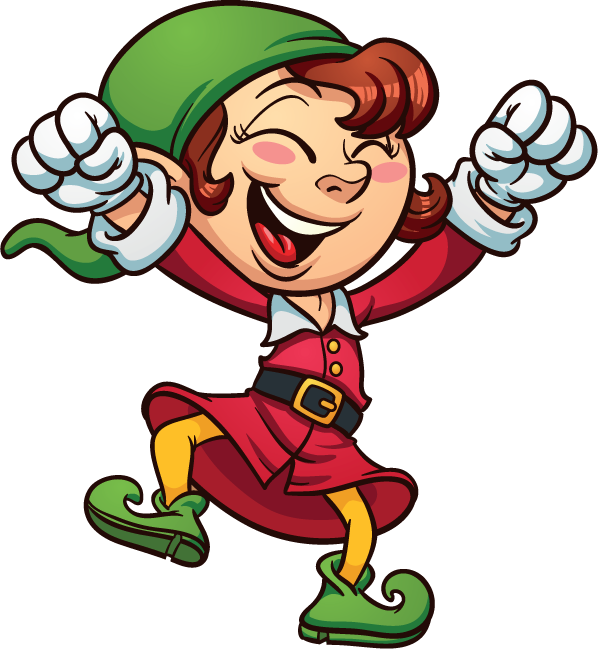 Cheerful Cartoon Elf PNG Image