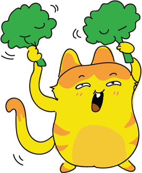 Cheerful Cat Cartoon With Pom Poms PNG Image