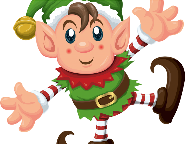 Cheerful Christmas Elf Cartoon PNG Image