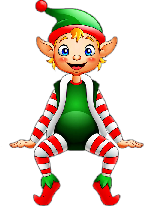 Cheerful Christmas Elf PNG Image