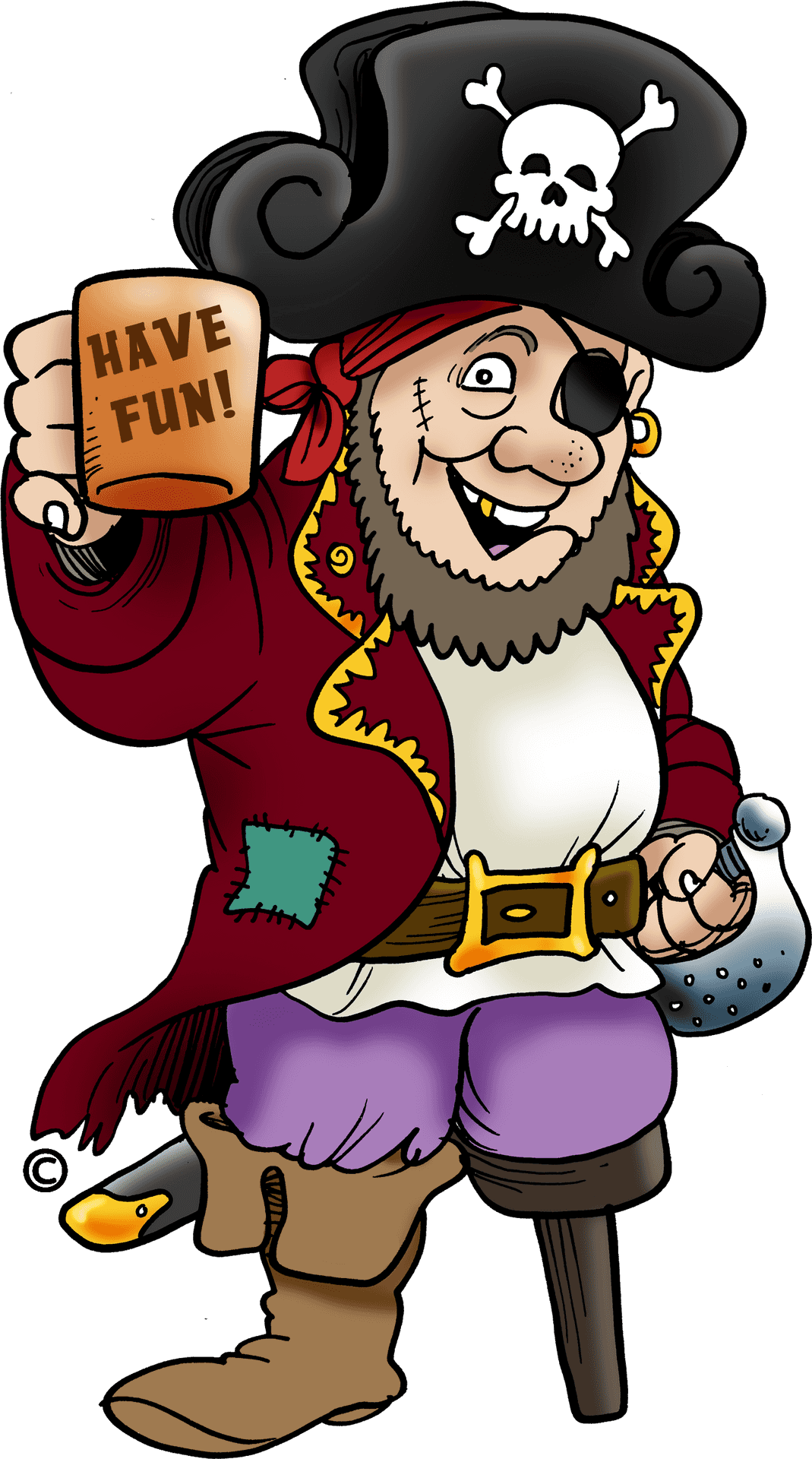 Cheerful Pirate Cartoon Having Fun PNG Image