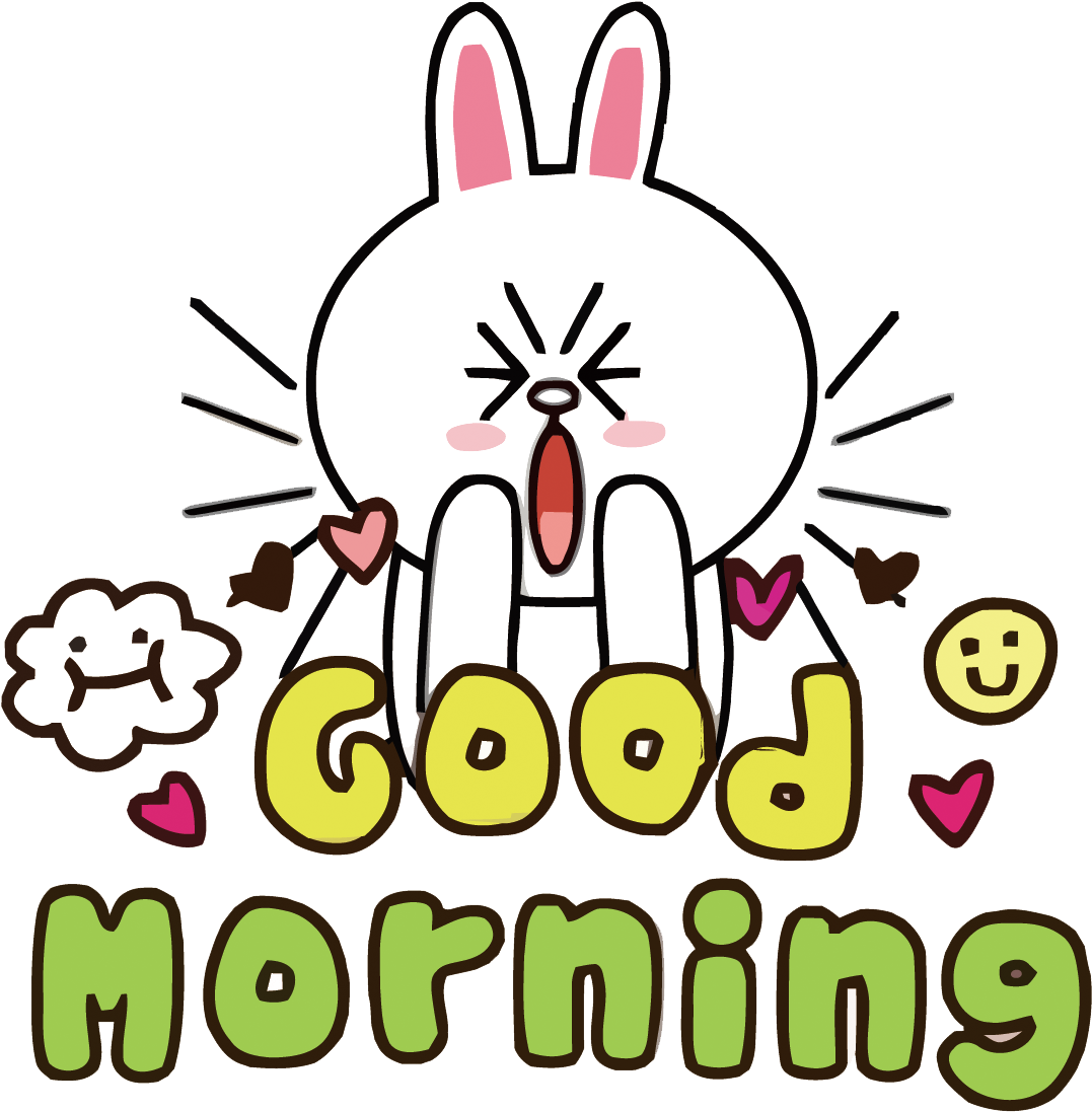 Cheerful Rabbit Good Morning Greeting PNG Image