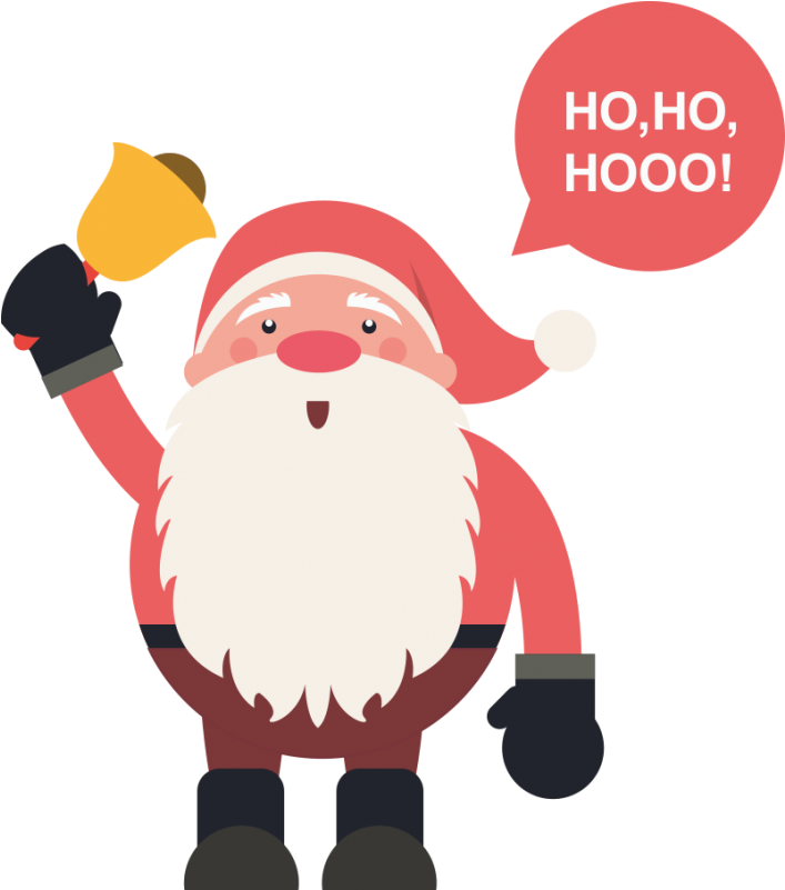 Cheerful Santa Claus Bell Ringing PNG Image