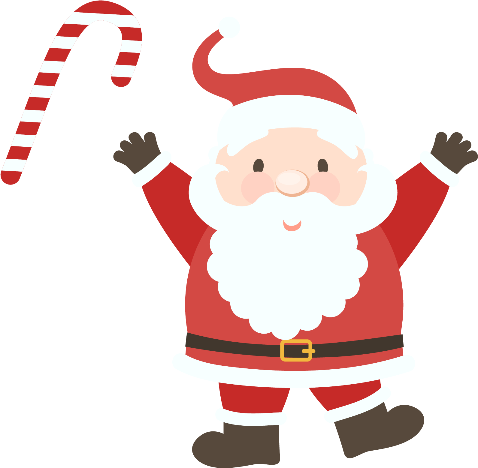 Cheerful Santa Clauswith Candy Cane PNG Image