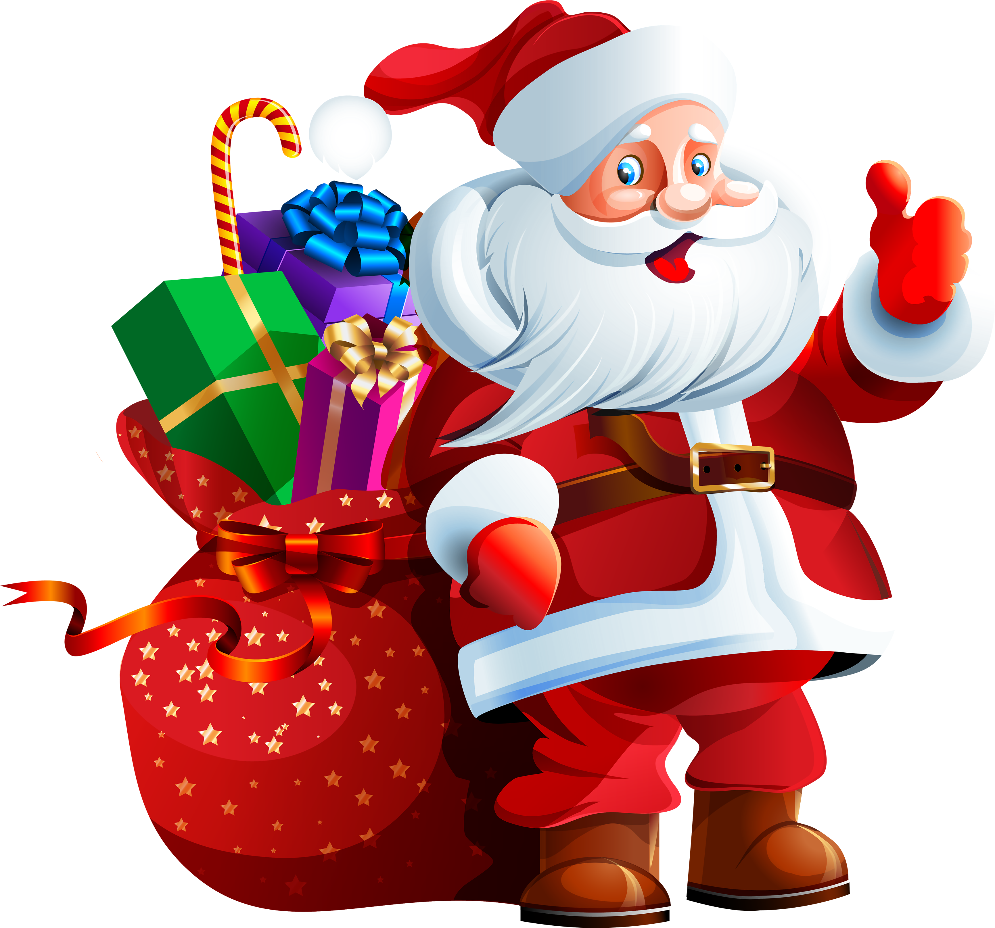 Cheerful Santa Clauswith Gifts PNG Image