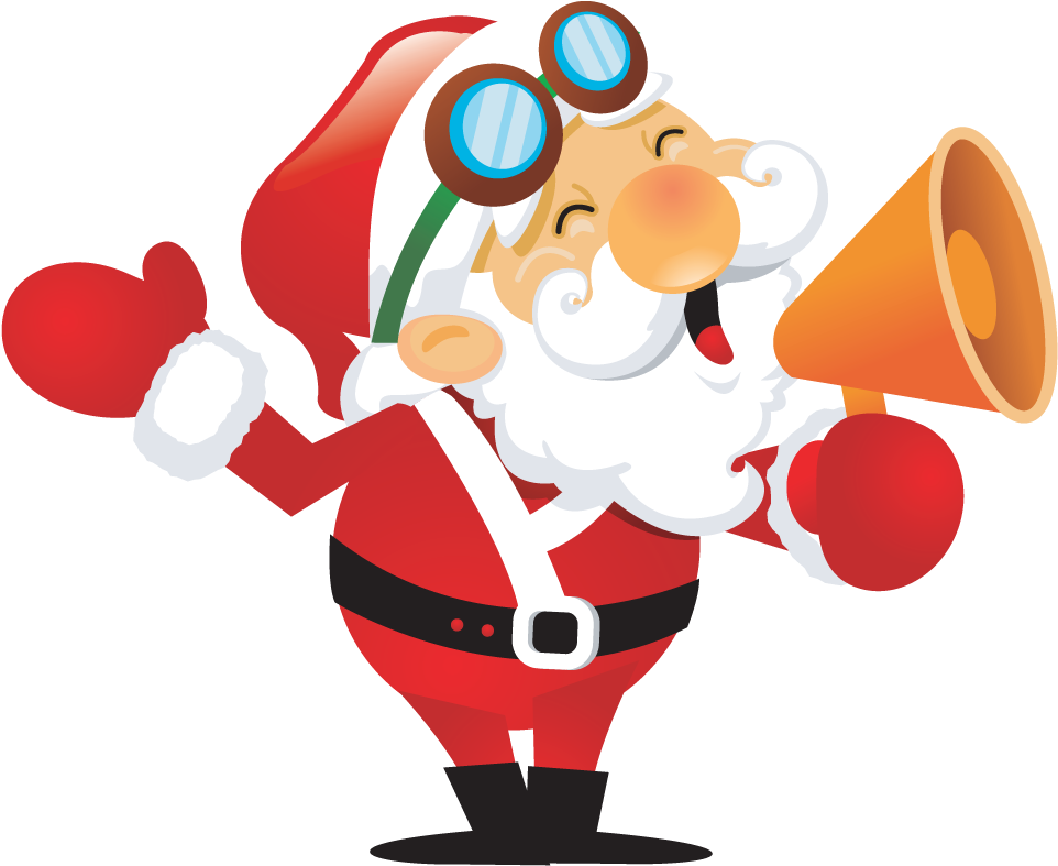 Cheerful Santa Clauswith Megaphone PNG Image