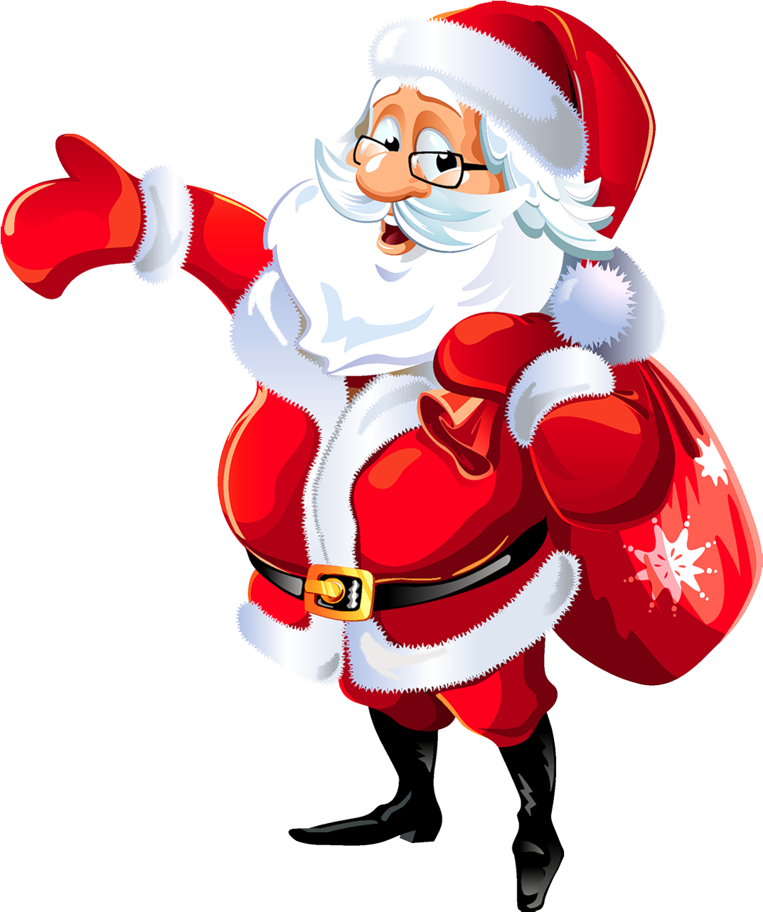 Cheerful Santa Clauswith Sack Illustration PNG Image