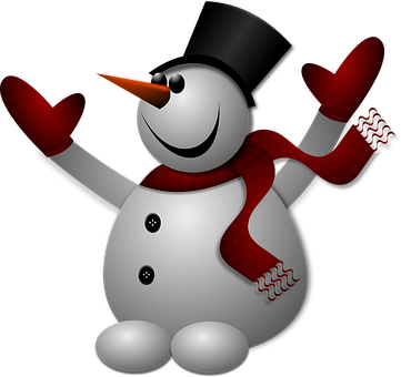 Cheerful Snowman Cartoon PNG Image